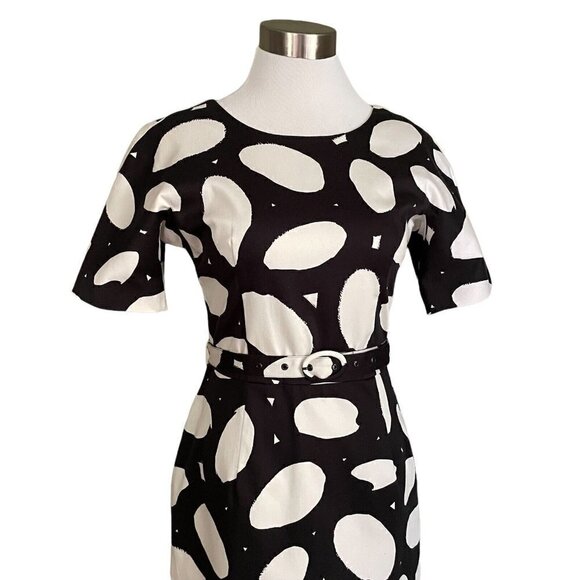 Marimekko Nada Dress Sz 34 US Womens 2 Black White Dot Print Belted Shift Modern - Picture 6 of 8